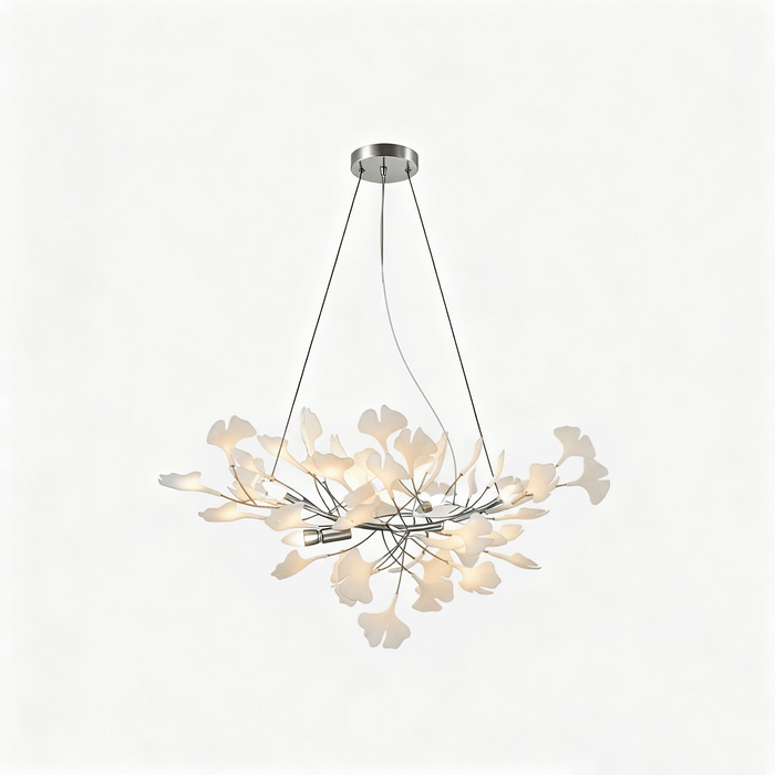 Nickel Lampbody + White Leaves