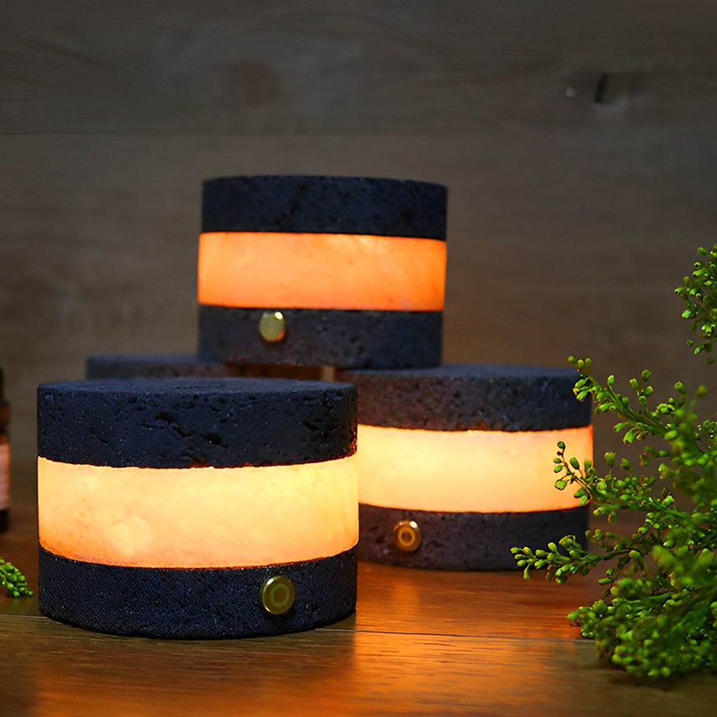 Mini Cordless Table Lamp — Volcanic Stone Texture, Touch Dimmable LED