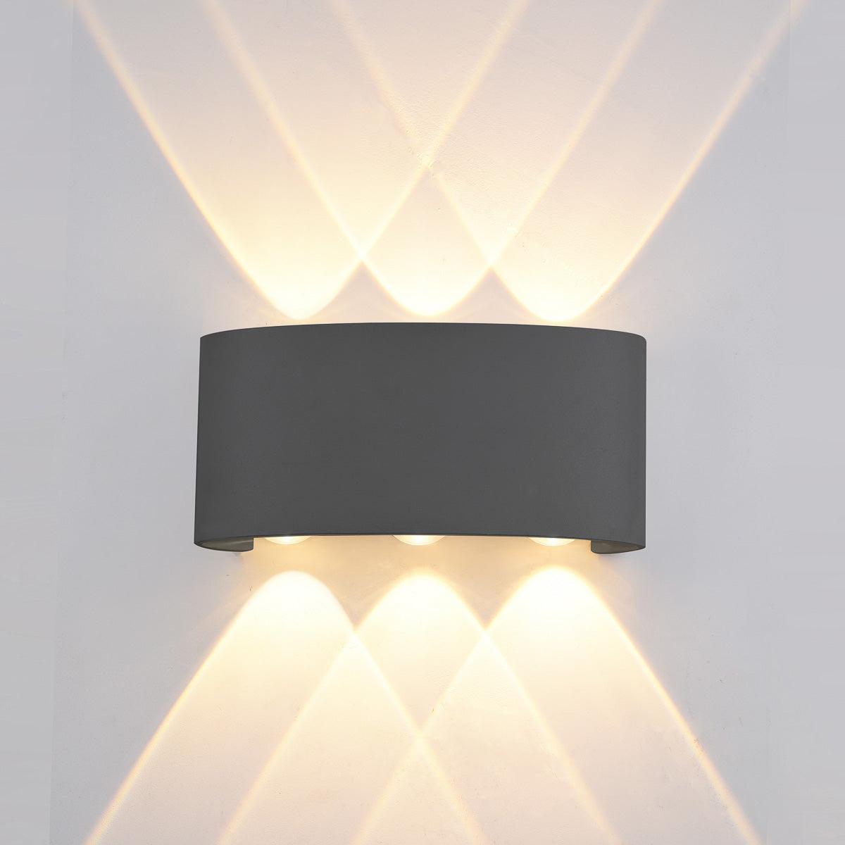 Avelira | Modern Up Down LED Outdoor Wall Light with Sandblasted Black Aluminium and 3000K Warm Light