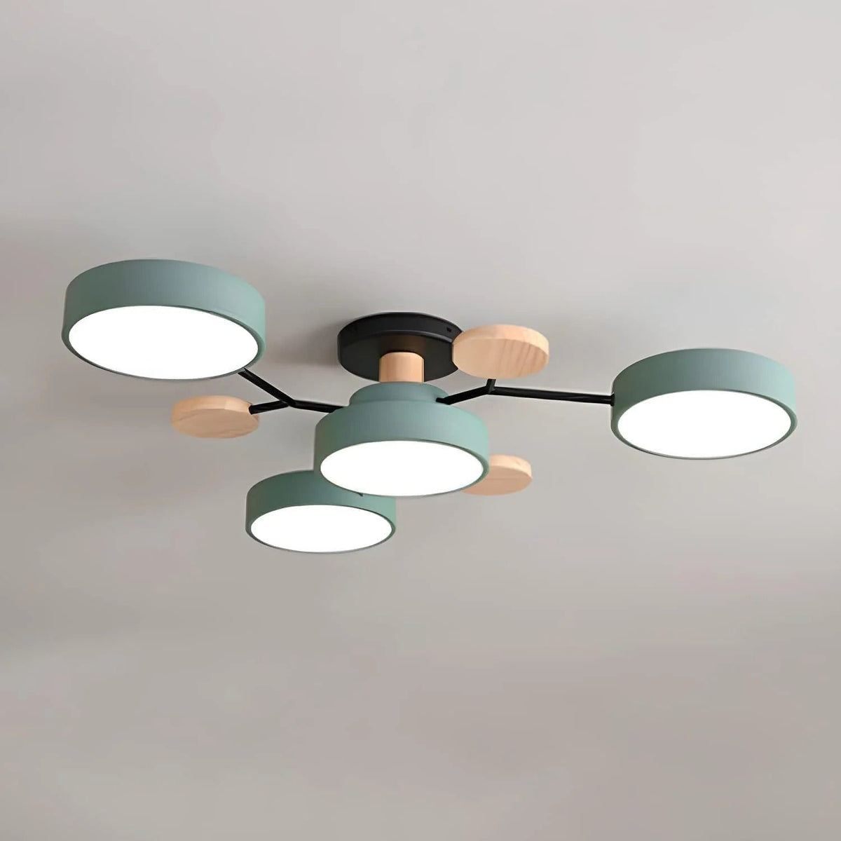 Charlie | Contemporary Round Iron LED Semi-Flush Chandelier Ceiling Light