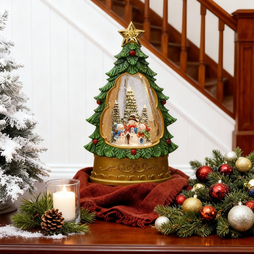 Christmas Snow Globe Night Light — Musical Tree Lamp with Swirling Snow