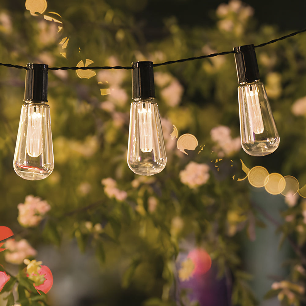 Solar String Lights — Vintage Edison Bulb Outdoor Lights, 32.8 ft