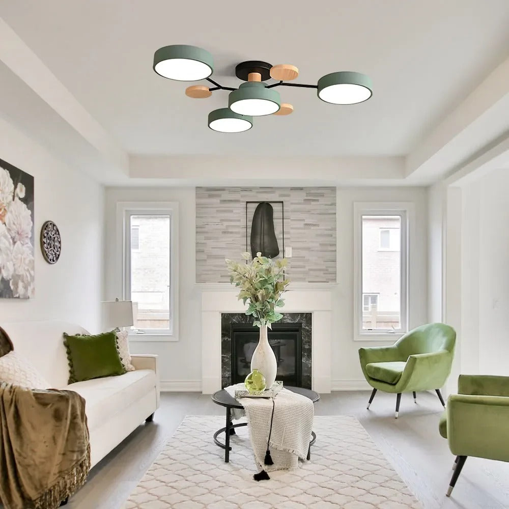 Charlie | Contemporary Round Iron LED Semi-Flush Chandelier Ceiling Light