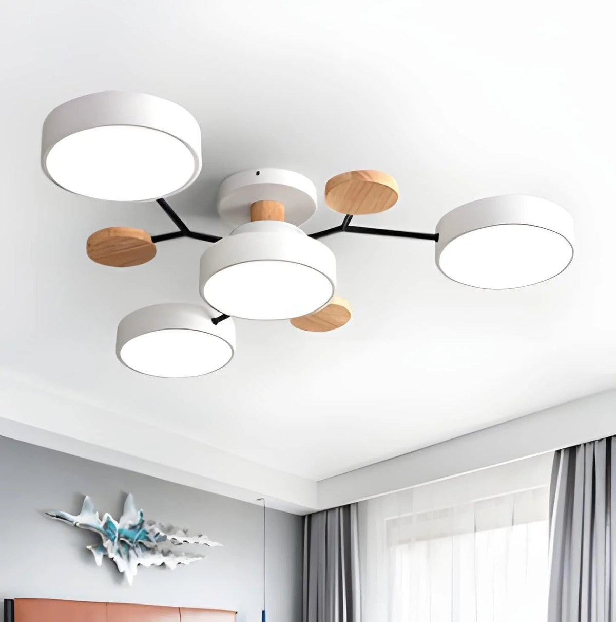 Charlie | Contemporary Round Iron LED Semi-Flush Chandelier Ceiling Light