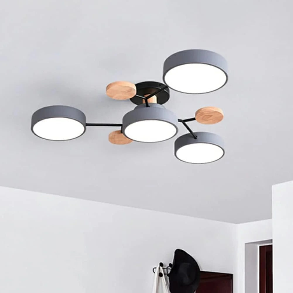 Charlie | Contemporary Round Iron LED Semi-Flush Chandelier Ceiling Light