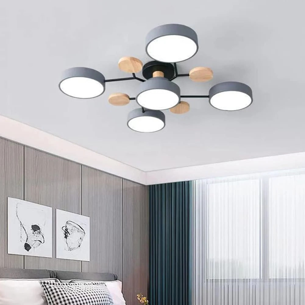 Charlie | Contemporary Round Iron LED Semi-Flush Chandelier Ceiling Light