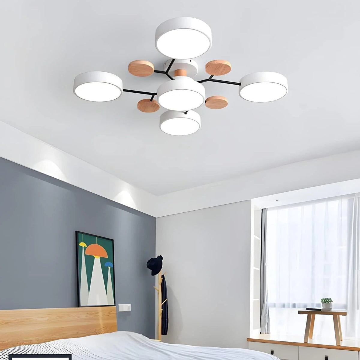 Charlie | Contemporary Round Iron LED Semi-Flush Chandelier Ceiling Light