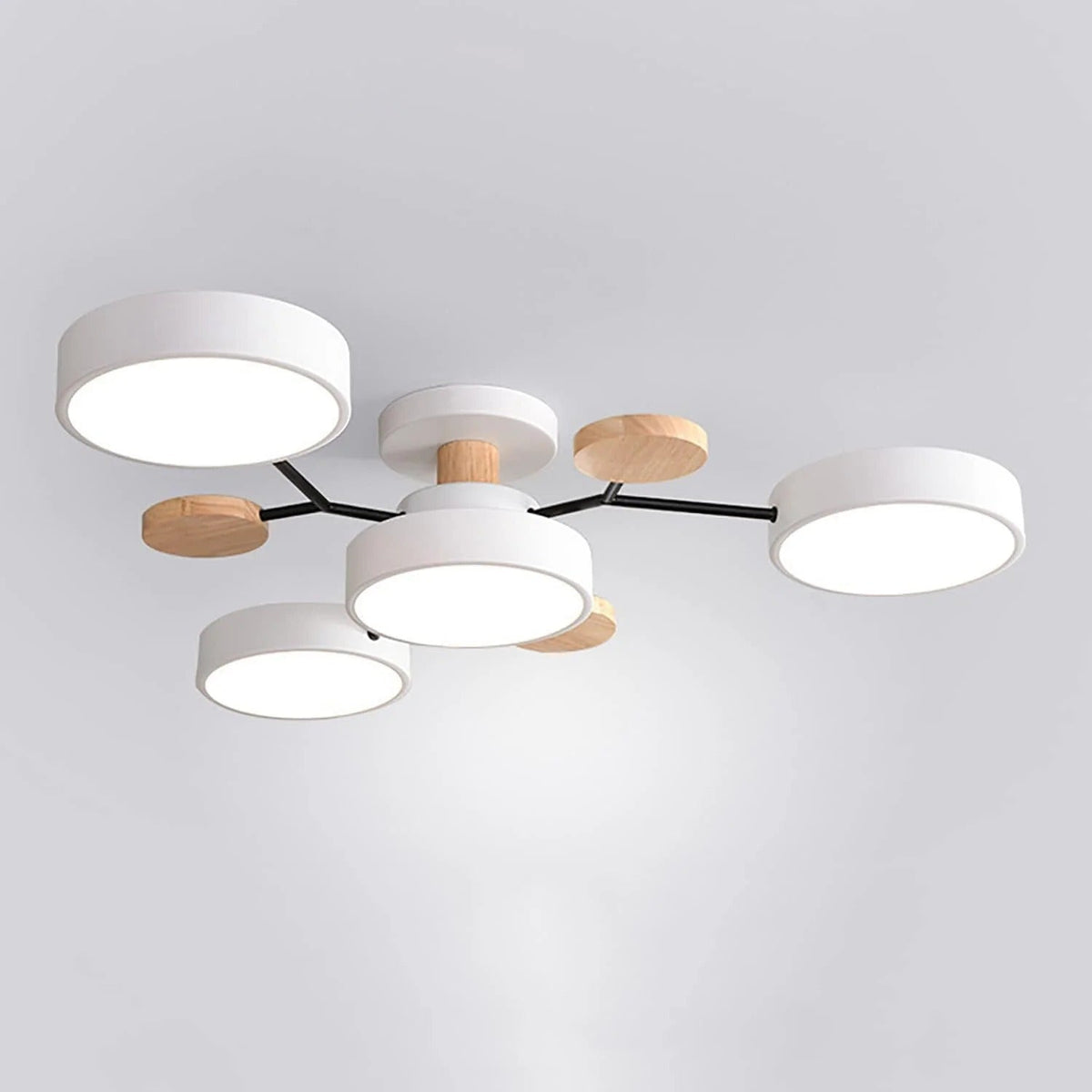 Charlie | Contemporary Round Iron LED Semi-Flush Chandelier Ceiling Light