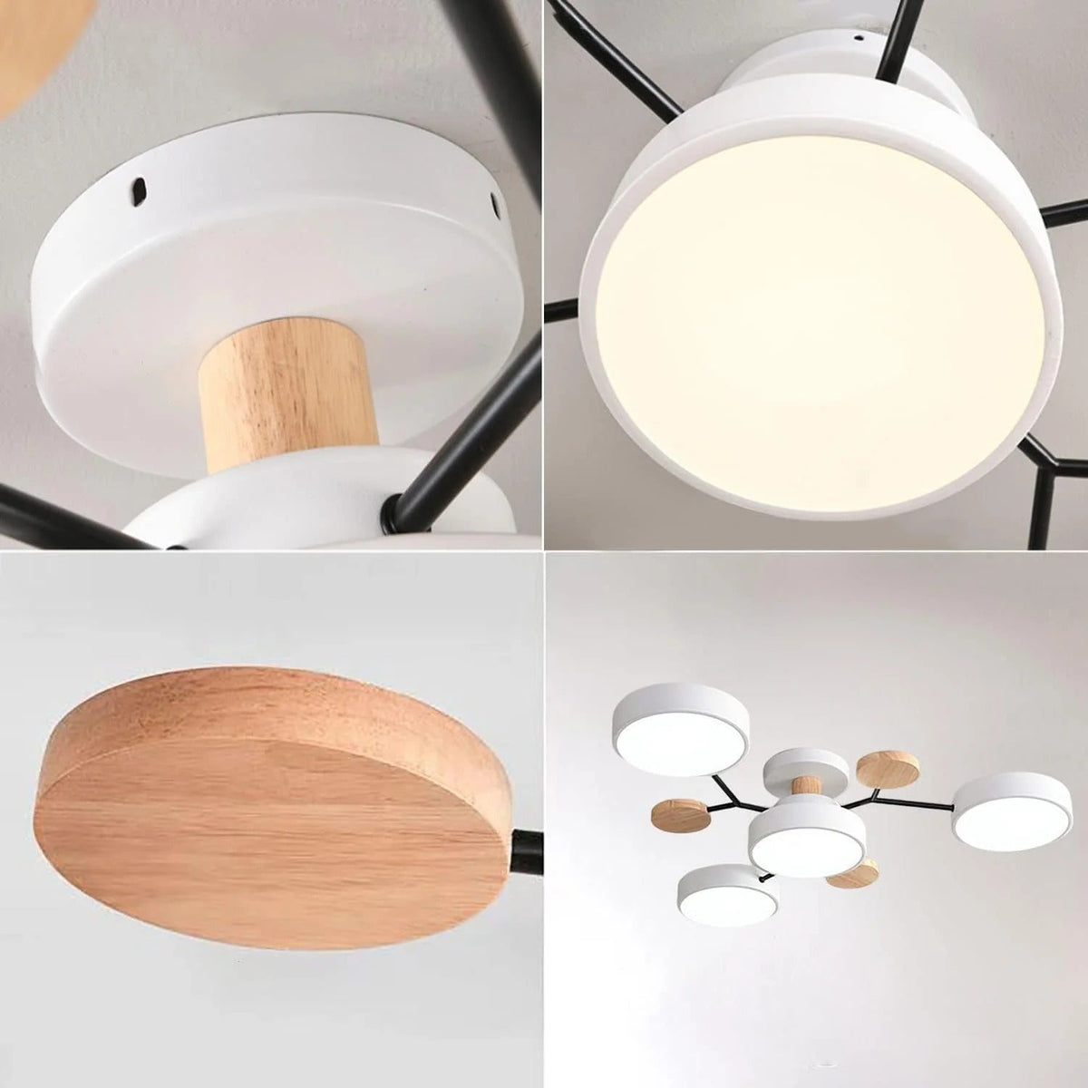 Charlie | Contemporary Round Iron LED Semi-Flush Chandelier Ceiling Light