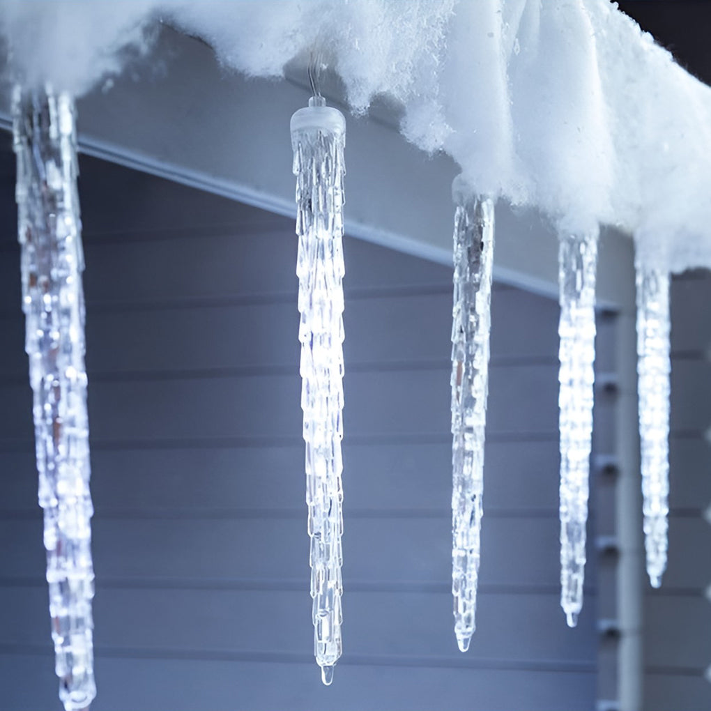 Solar Icicle Lights — Outdoor LED String Lights with Timer, 8 Modes