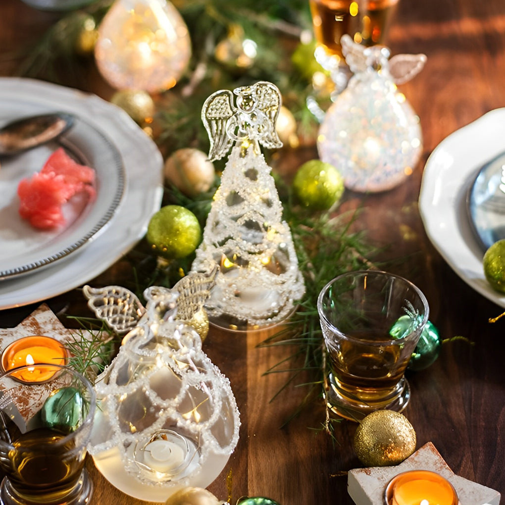 Glass Angel Christmas Light — Battery LED Table Decoration, Sets of 2–6