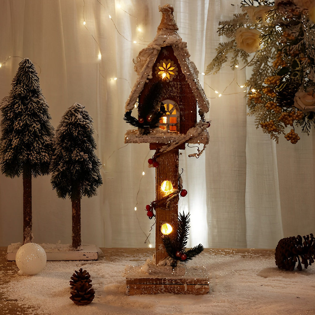 Wooden Christmas Village Houses — Battery Light-Up Table Decor, 7 Styles