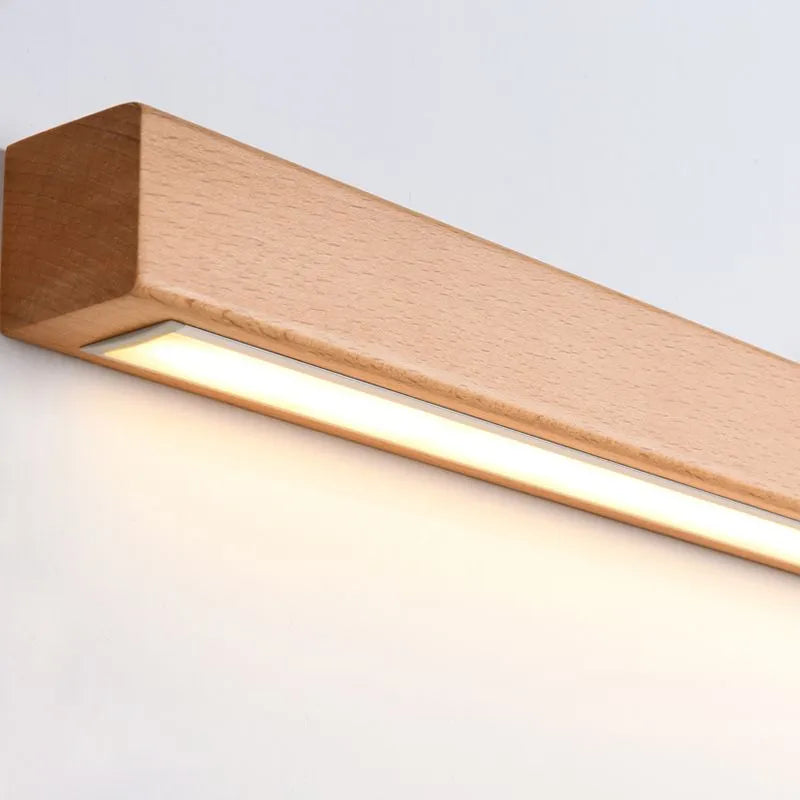 Muto Linear Mirror Wooden Front Vanity Wall Lamp