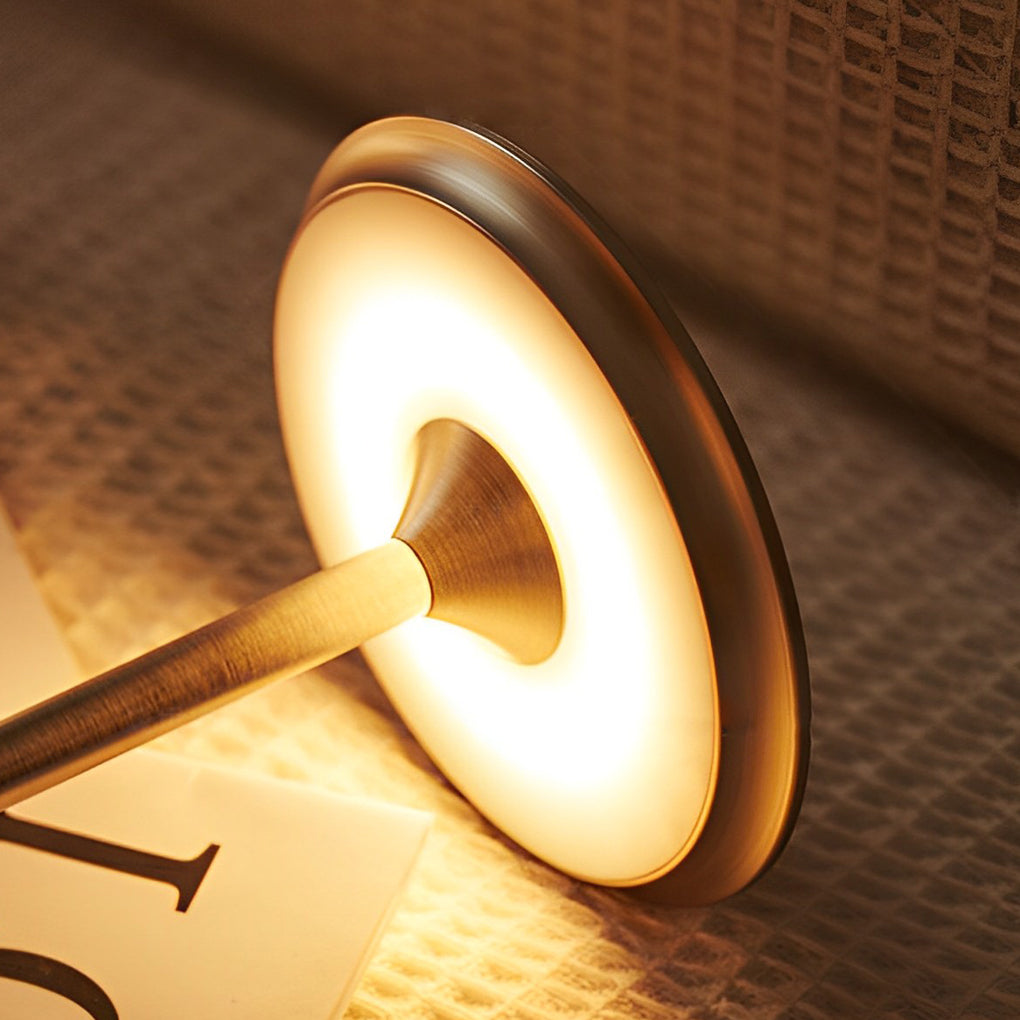 Cordless Metal Table Lamp — Slim Disc LED, Rechargeable Touch, 3 Colors