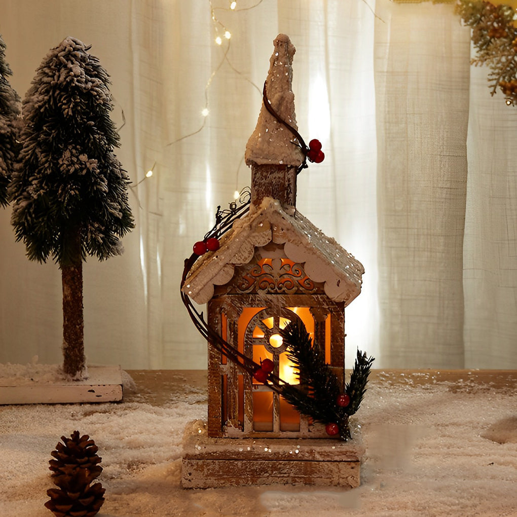 Wooden Christmas Village Houses — Battery Light-Up Table Decor, 7 Styles