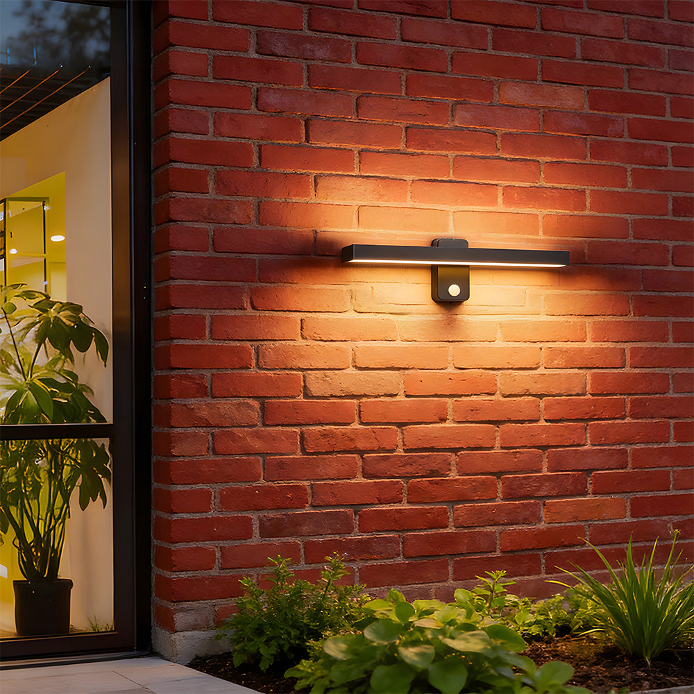 Halven | IP65 Hardwired Outdoor Wall Light in Aluminium with Warm White LED, Wall Switch or Motion Sensor