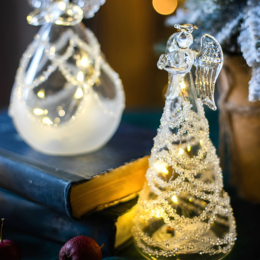 Glass Angel Christmas Light — Battery LED Table Decoration, Sets of 2–6