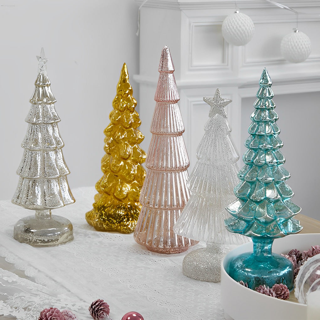 Glass Christmas Tree Light — Light-Up Tabletop Decoration, Warm White LED