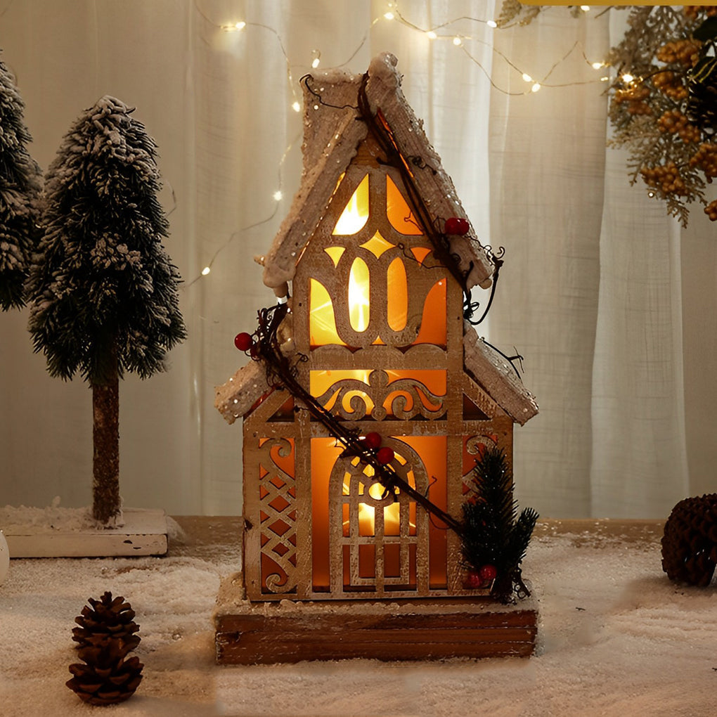 Wooden Christmas Village Houses — Battery Light-Up Table Decor, 7 Styles