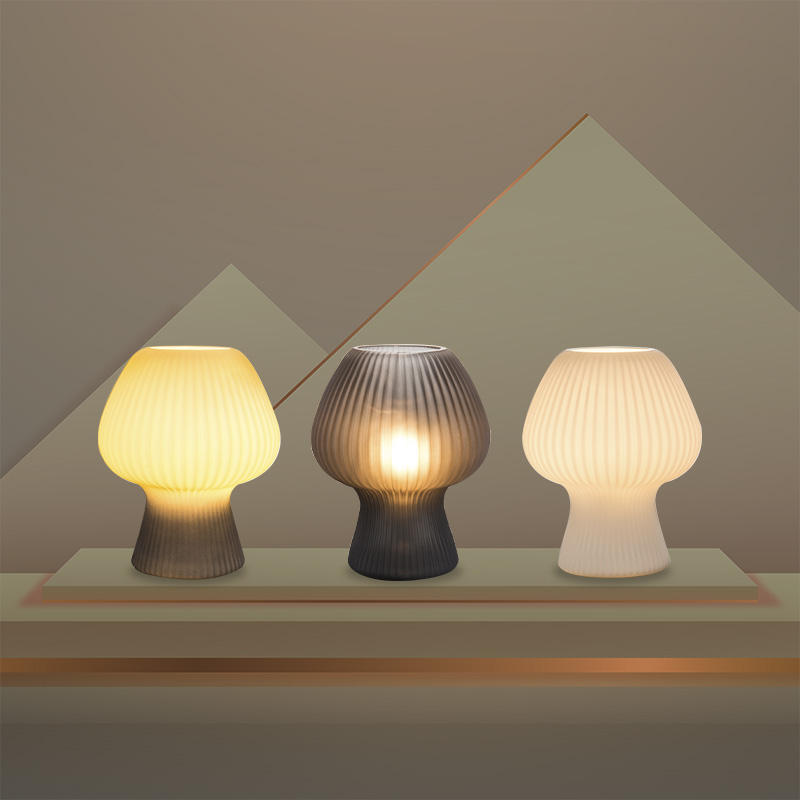 Taos Ribbed Glass Mushroom Table Lamp