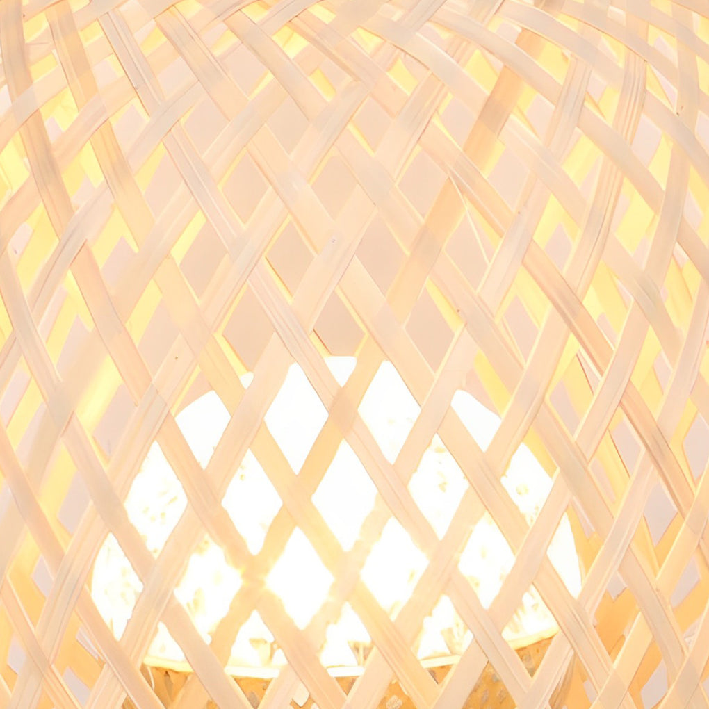Cordless Bamboo Lantern Lamp — Woven Table Lamp with Handle, Rechargeable