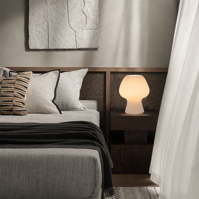 Taos Ribbed Glass Mushroom Table Lamp