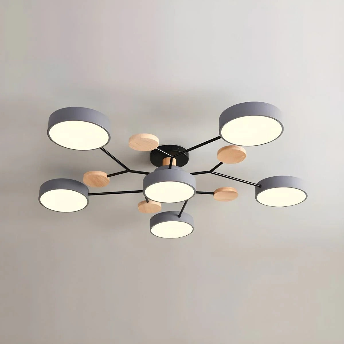 Charlie | Contemporary Round Iron LED Semi-Flush Chandelier Ceiling Light