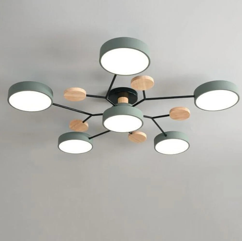 Charlie | Contemporary Round Iron LED Semi-Flush Chandelier Ceiling Light