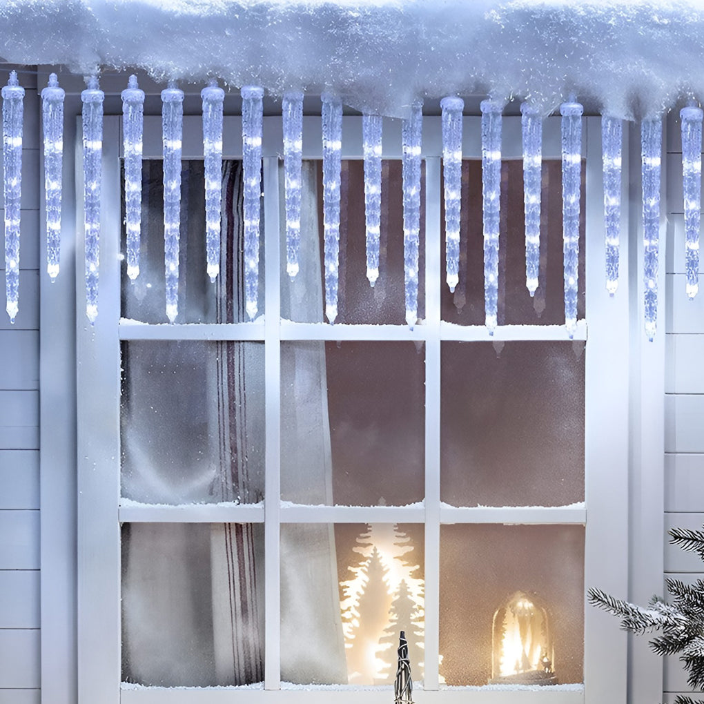 Solar Icicle Lights — Outdoor LED String Lights with Timer, 8 Modes