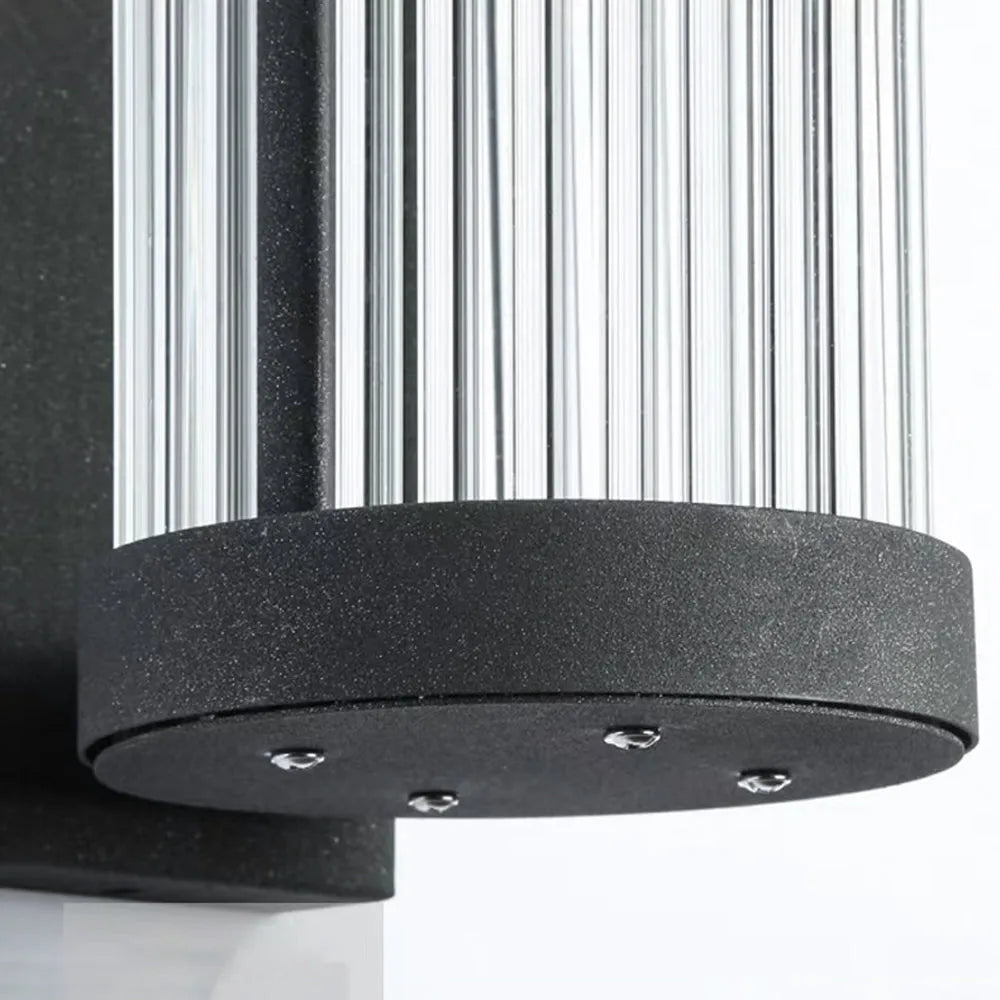 Kelun | Modern Outdoor Wall Light with Ribbed Glass Tube Design and IP65 Rating for Garden and Patio