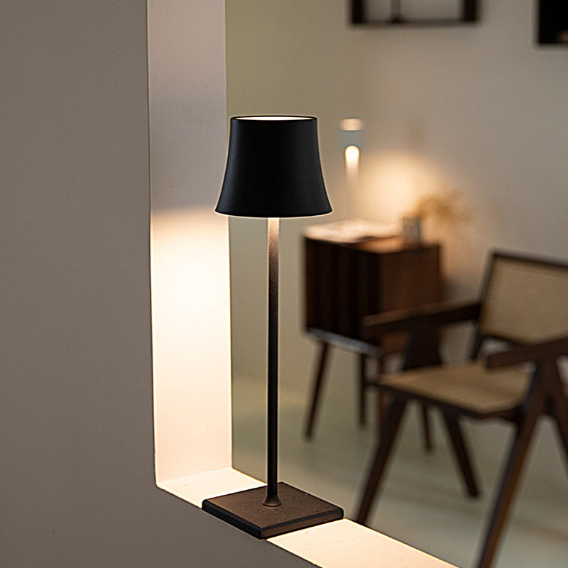 Cordless Drum Table Lamp — Slim Aluminum Rechargeable LED Lamp, IP54