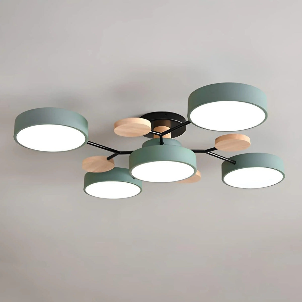 Charlie | Contemporary Round Iron LED Semi-Flush Chandelier Ceiling Light