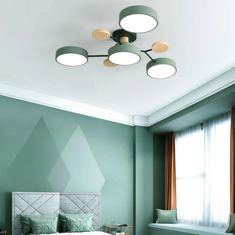 Charlie | Contemporary Round Iron LED Semi-Flush Chandelier Ceiling Light