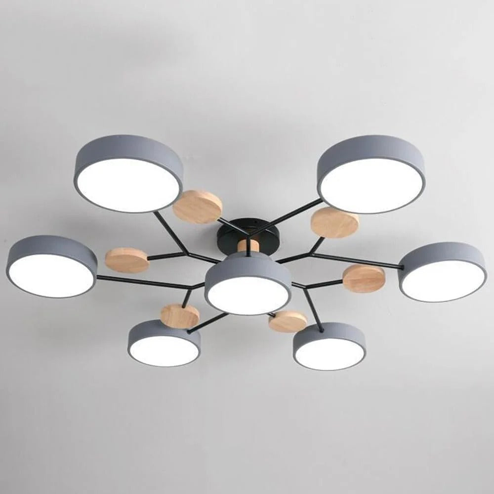 Charlie | Contemporary Round Iron LED Semi-Flush Chandelier Ceiling Light