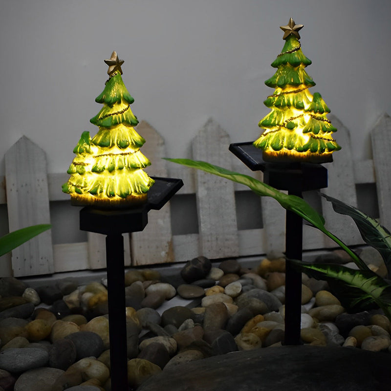 Solar Christmas Tree Pathway Lights — Outdoor LED Garden Stake Decor