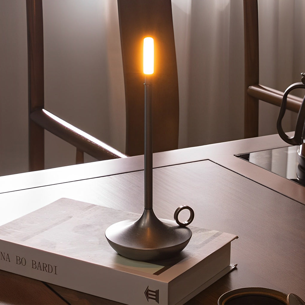 Cordless Candle Wick Table Lamp — Rechargeable Touch Dimming, 4 Colors