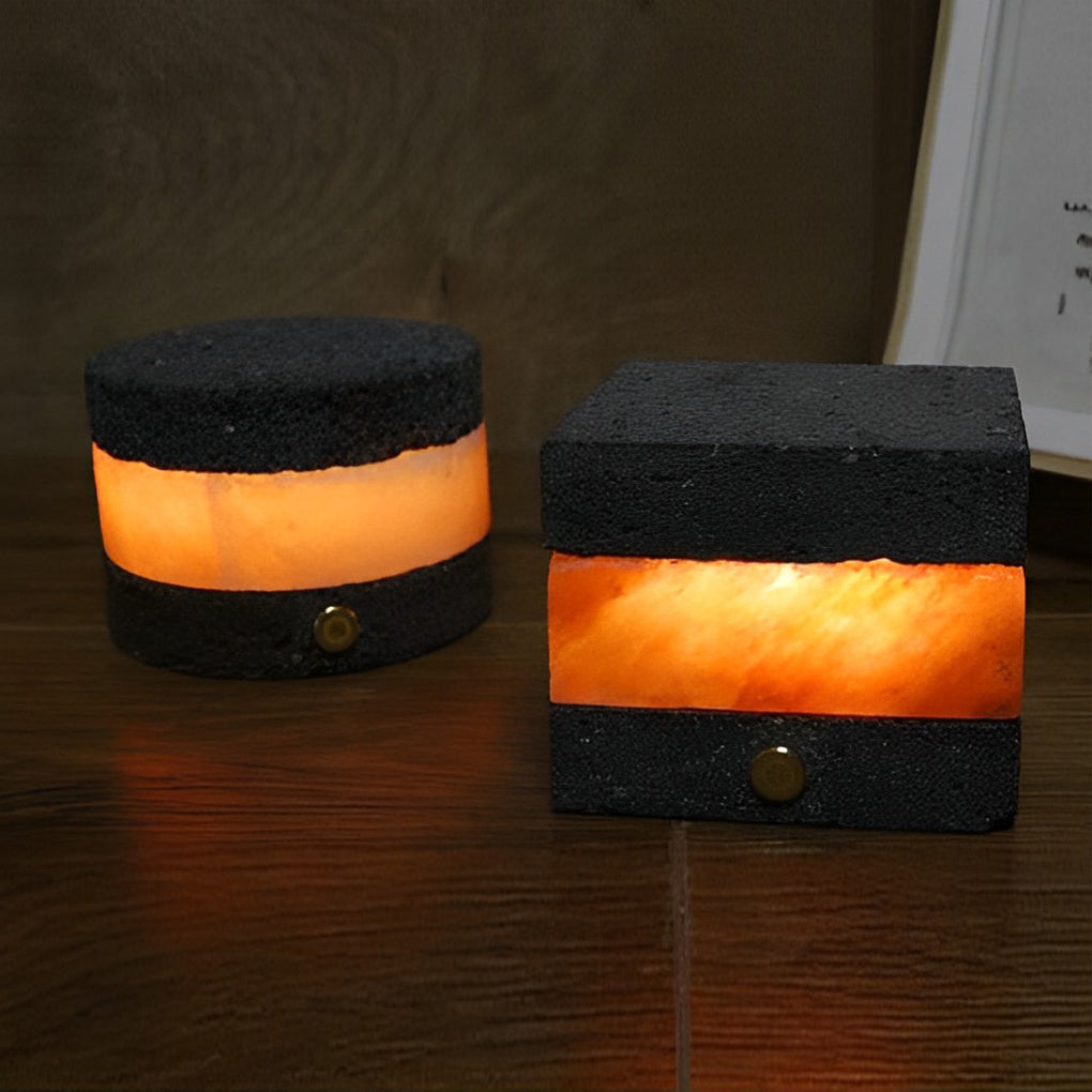 Mini Cordless Table Lamp — Volcanic Stone Texture, Touch Dimmable LED