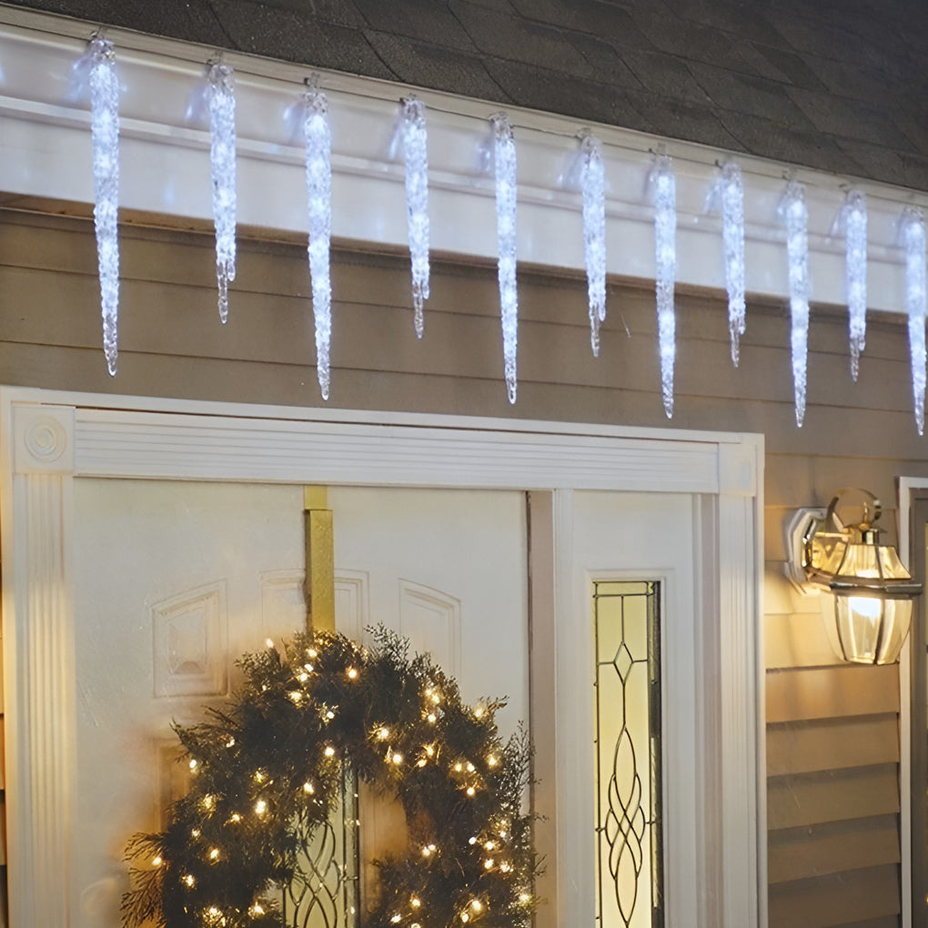 Solar Icicle Lights — Outdoor LED String Lights with Timer, 8 Modes