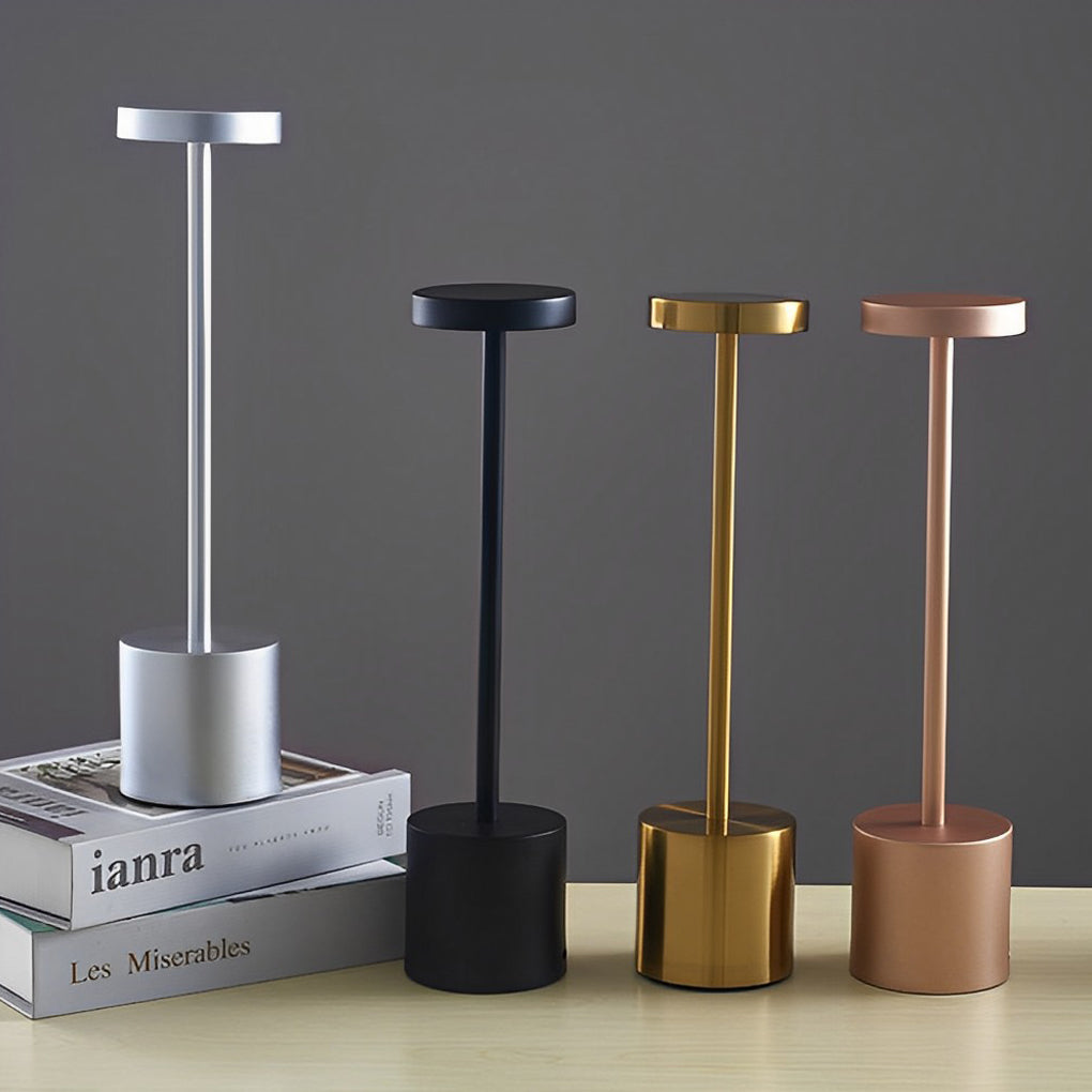 Cordless Table Lamp — Modern Rod Reading Light, USB Rechargeable