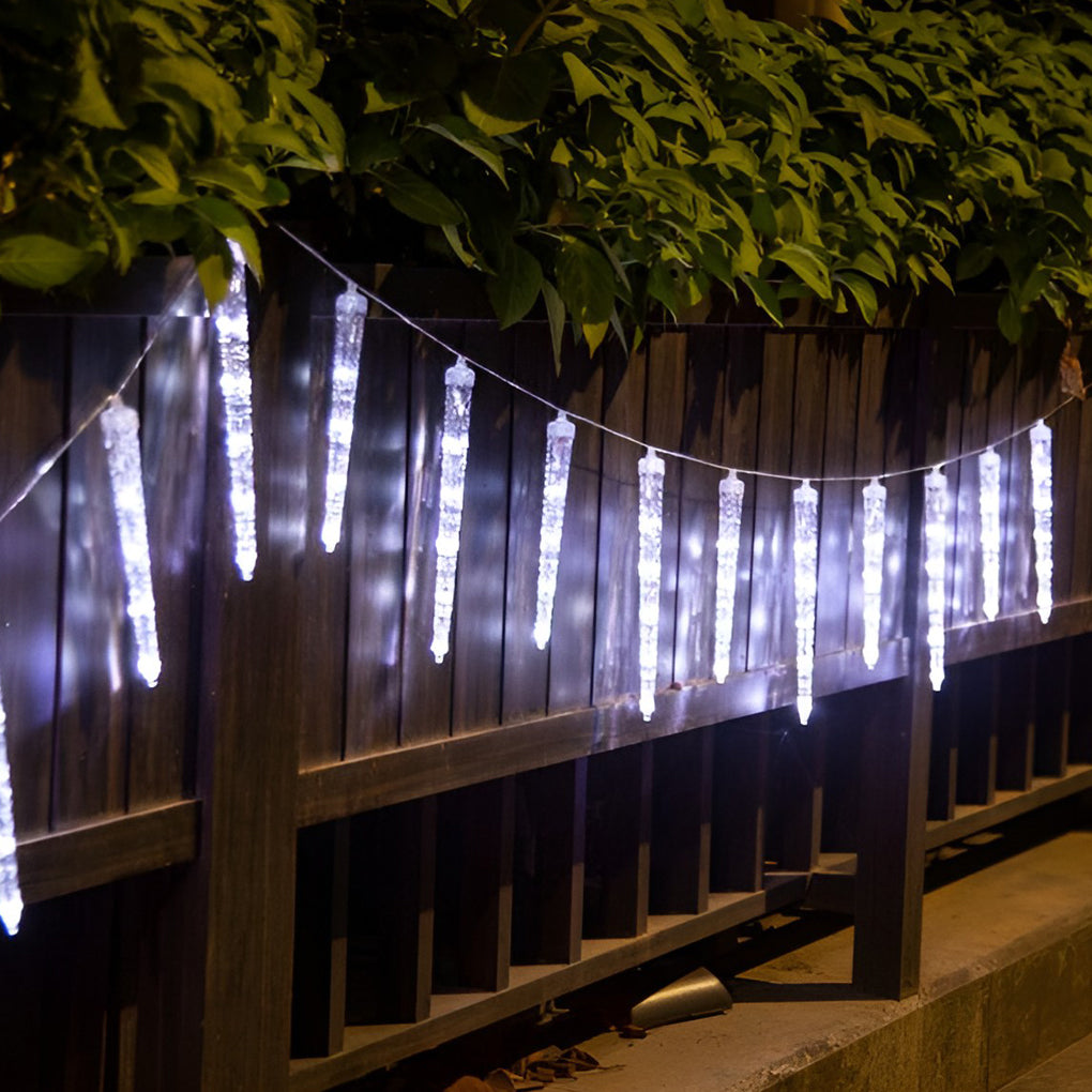 Solar Icicle Lights — Outdoor LED String Lights with Timer, 8 Modes