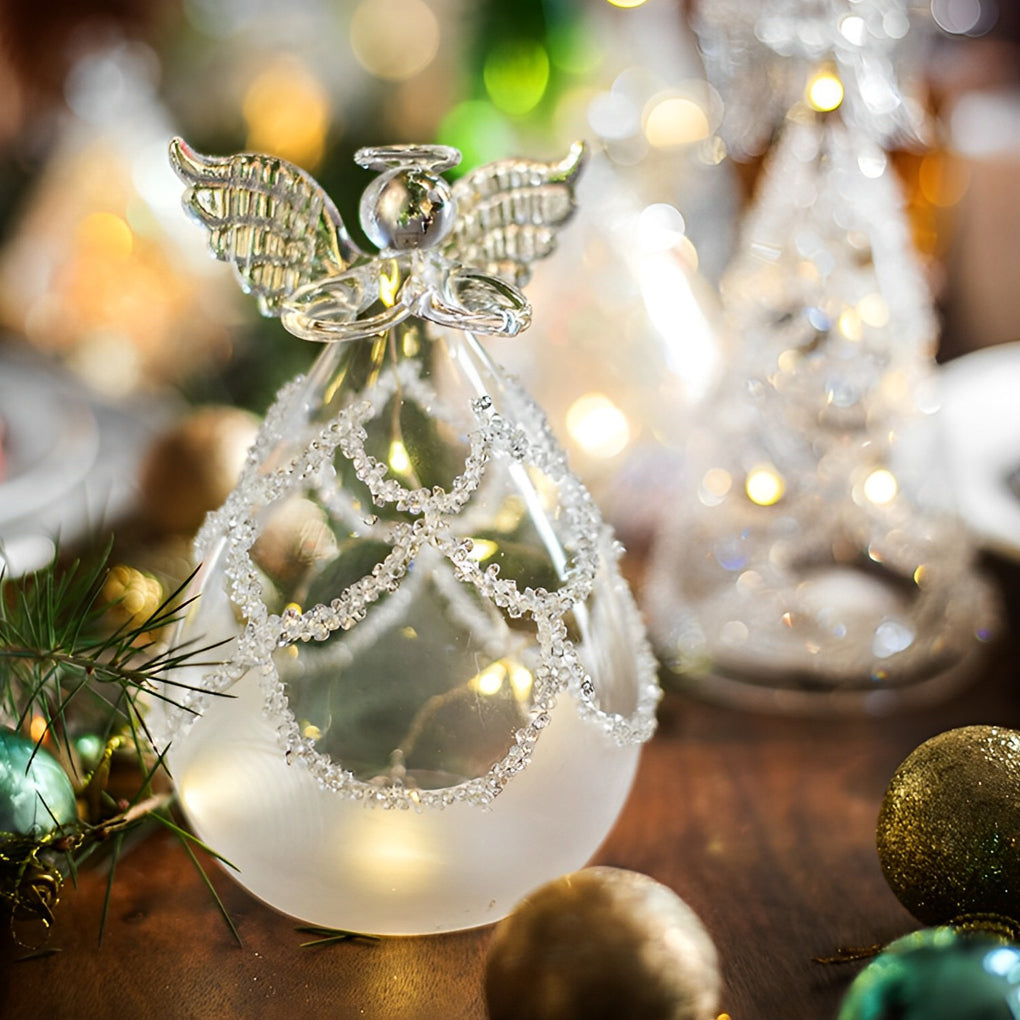 Glass Angel Christmas Light — Battery LED Table Decoration, Sets of 2–6