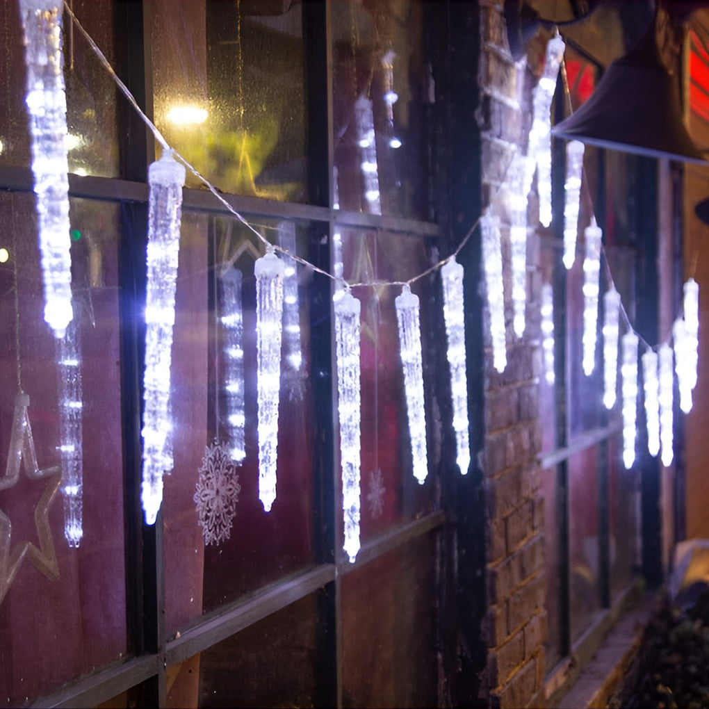 Solar Icicle Lights — Outdoor LED String Lights with Timer, 8 Modes