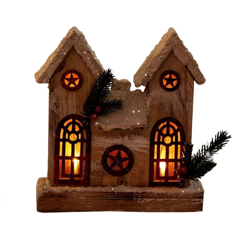 Wooden Christmas Village Houses — Battery Light-Up Table Decor, 7 Styles