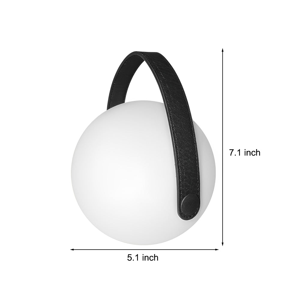 Cordless Frosted Sphere Table Lamp — RGB Rechargeable LED with Handle