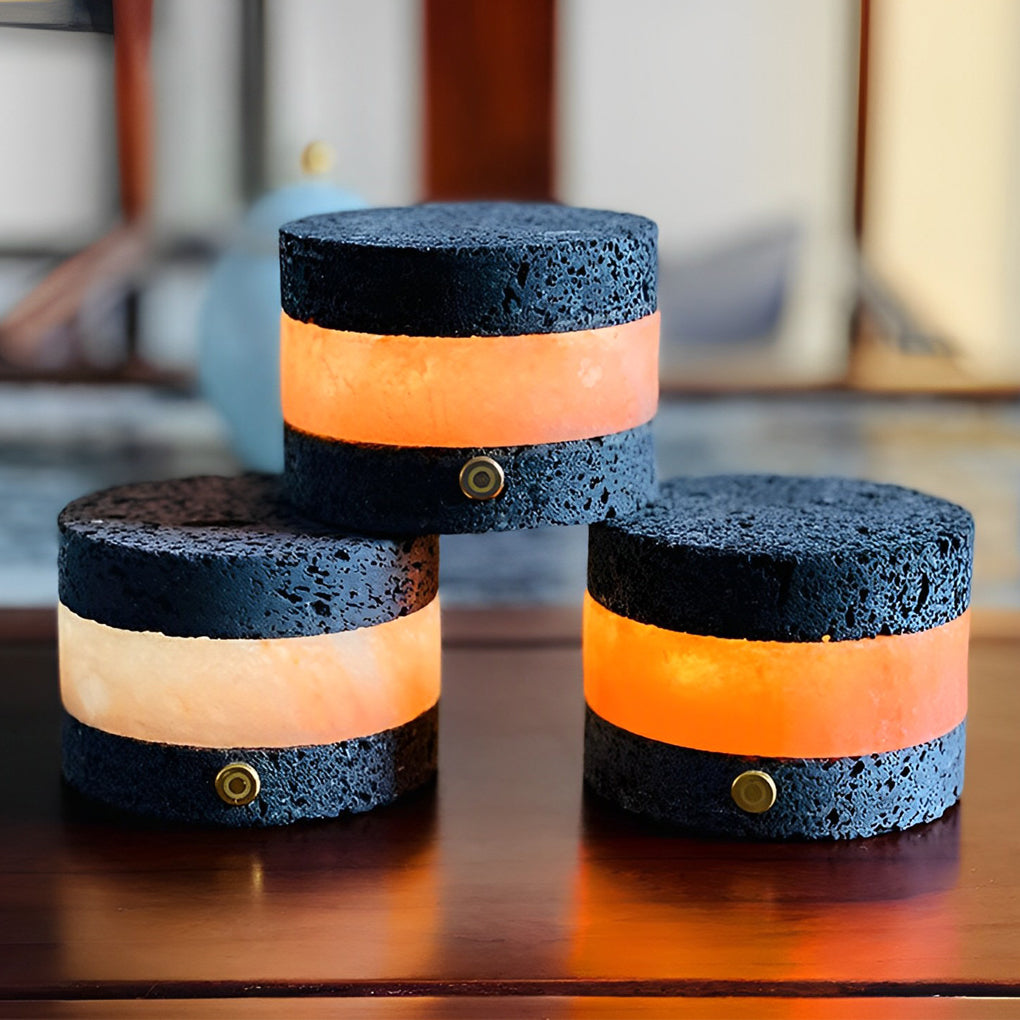 Mini Cordless Table Lamp — Volcanic Stone Texture, Touch Dimmable LED