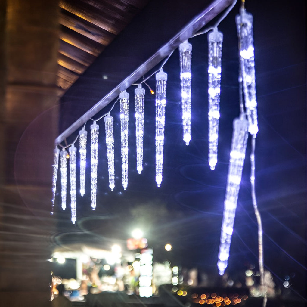 Solar Icicle Lights — Outdoor LED String Lights with Timer, 8 Modes