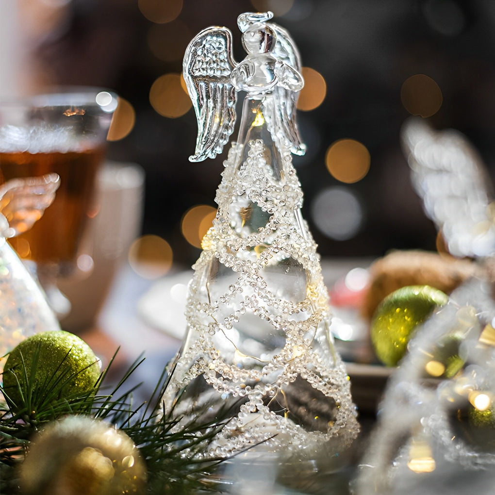 Glass Angel Christmas Light — Battery LED Table Decoration, Sets of 2–6