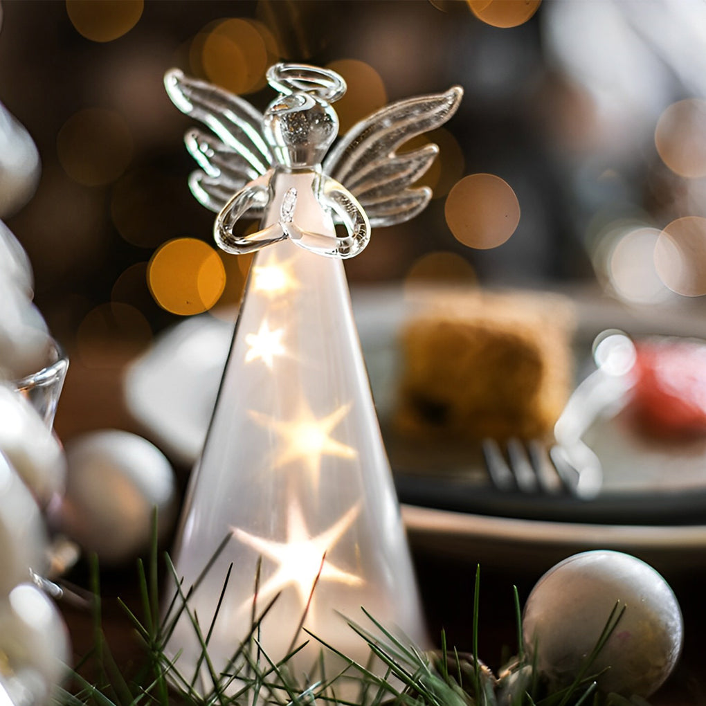 Glass Angel Christmas Light — Battery LED Table Decoration, Sets of 2–6
