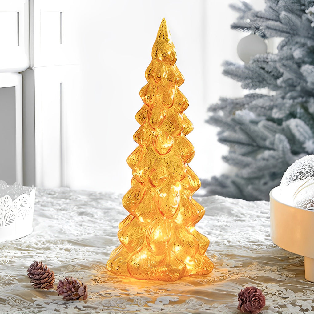 Glass Christmas Tree Light — Light-Up Tabletop Decoration, Warm White LED