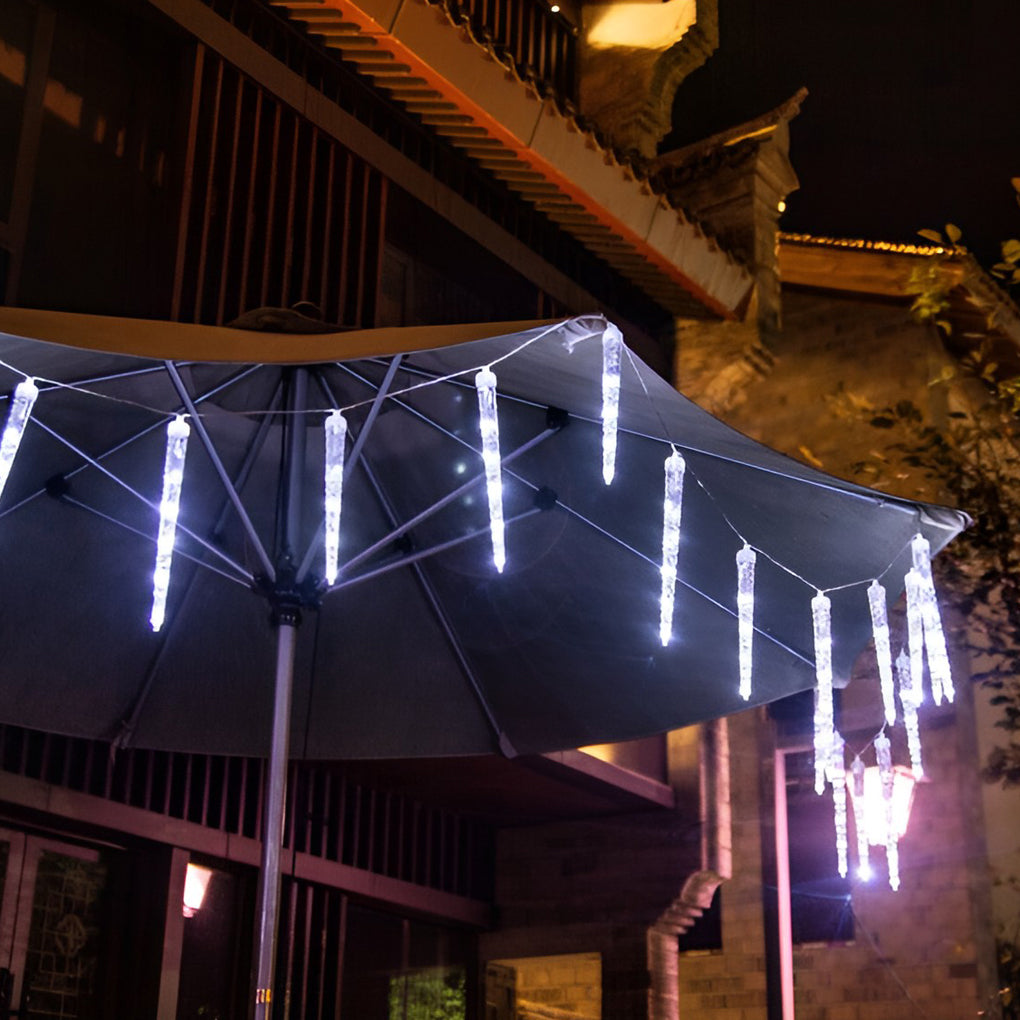 Solar Icicle Lights — Outdoor LED String Lights with Timer, 8 Modes